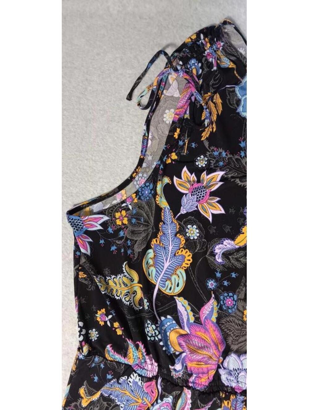 Iman Sleeveless Maxi Dress Womens Size 5XT Black And Bright Floral Vneck... - Picture 4 of 12